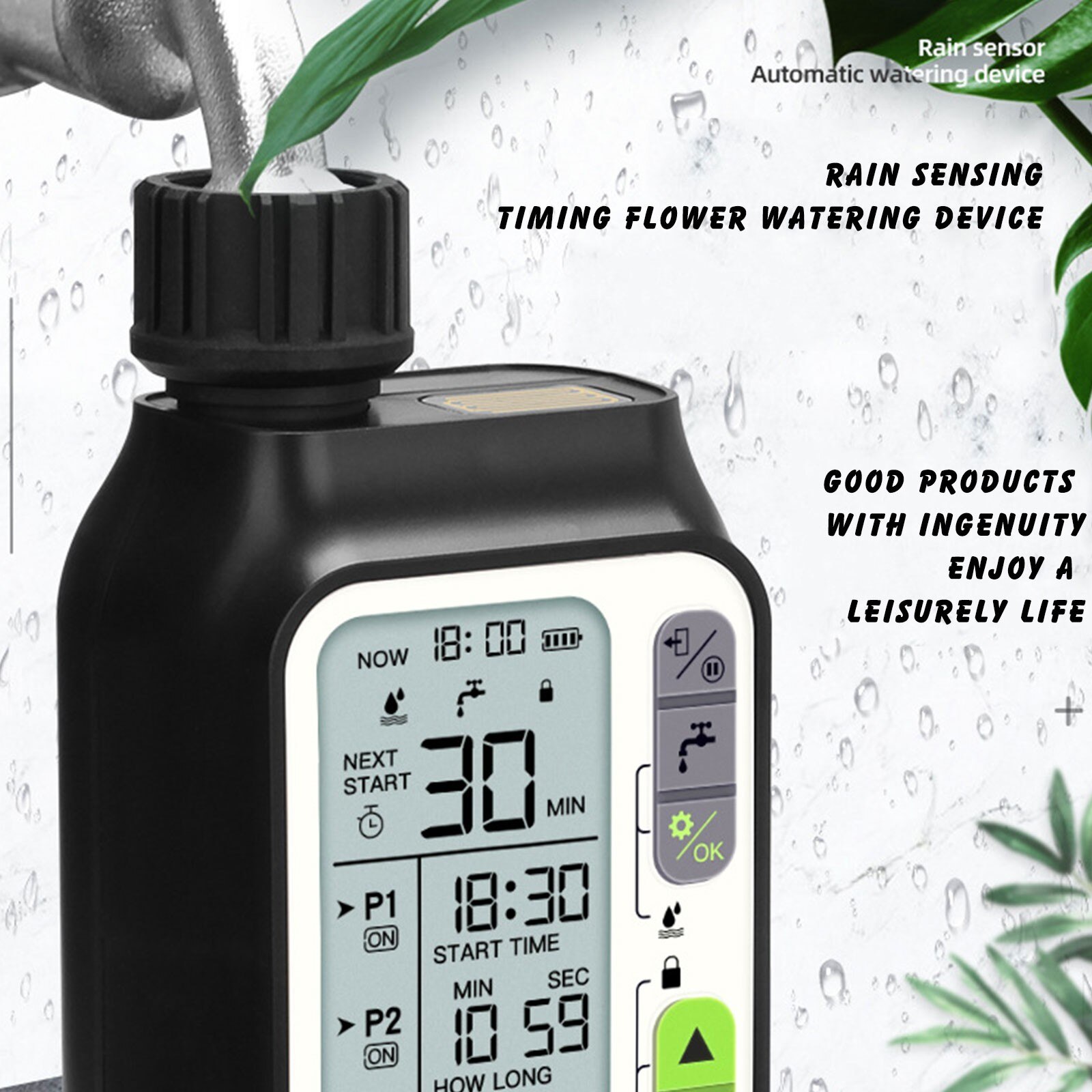 40# Automatic Electronic Water Timer 3 Separate Watering Programs Sprinkler Timer With Rain Auto Sensor Function Hose Timer