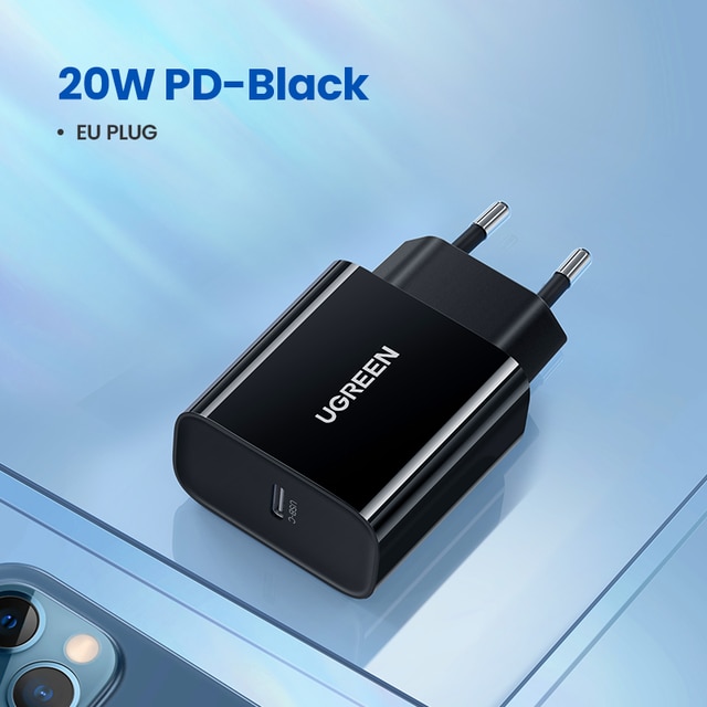 Ugreen pd carregador 20w qc4.0 qc3.0 usb tipo c carregador rápido carga rápida 4.0 3.0 qc para iphone 13 12 pro xs 8 xiaomi carregador de telefone: EU 20W Black