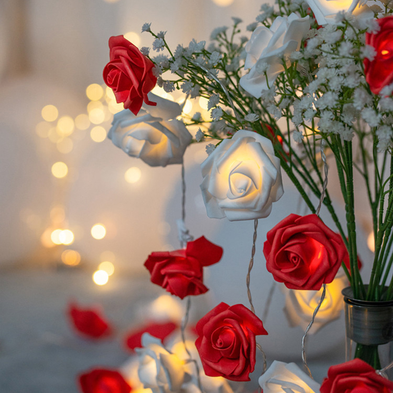 1.5M Bloem Led Lichtslingers Wit/Roze/Rood Rose LED Fairy 10 Lichten Guirlande Licht bruiloft Verjaardagsfeestje Gunsten Supply: Light Grey