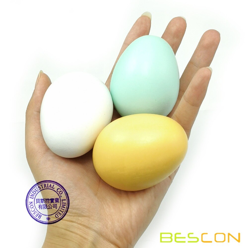 Bescon Wooden Eggs - 6 pieces Easter DIY Eggs - Children Play Kitchen Game Food Toy Faux Egg 3 Colors