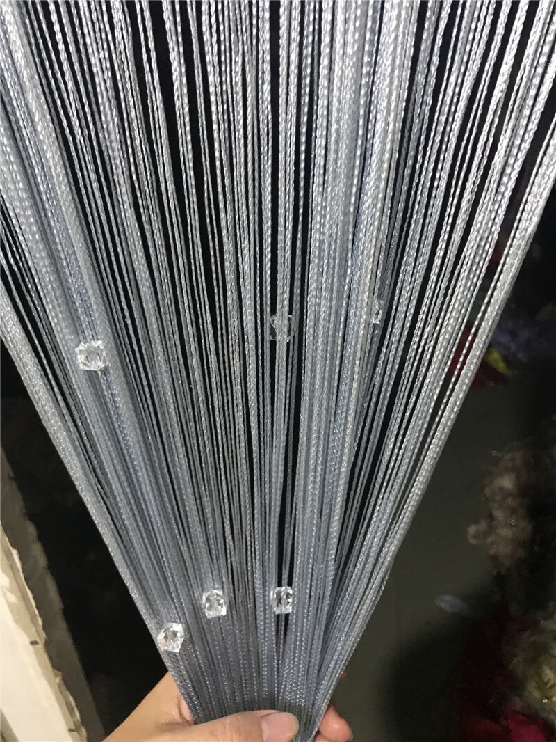 Beaded Curtain String Beads Door Curtains Thread Window Wall Panel Room Divider Doorway Home Living Room Wedding Decor: Gray