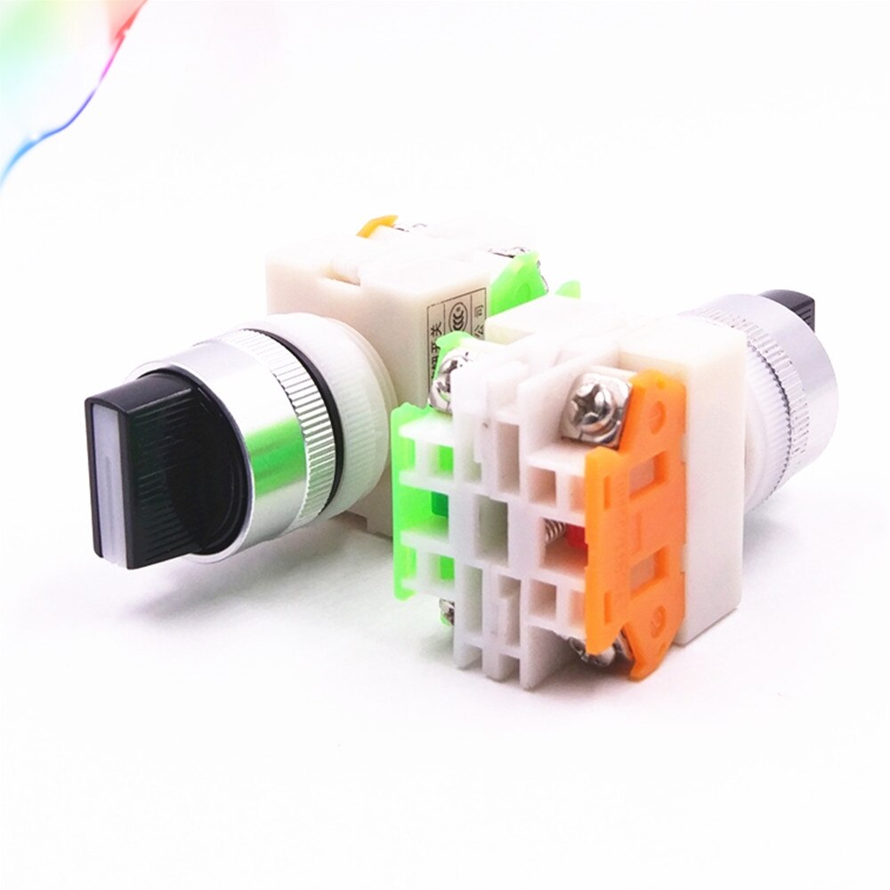 22mm LA37-11X3 self-Momentary Selector Switch 1NO+1NO 2 Positions Rotary Switches DPST 4 screws 10A400V Power Switch
