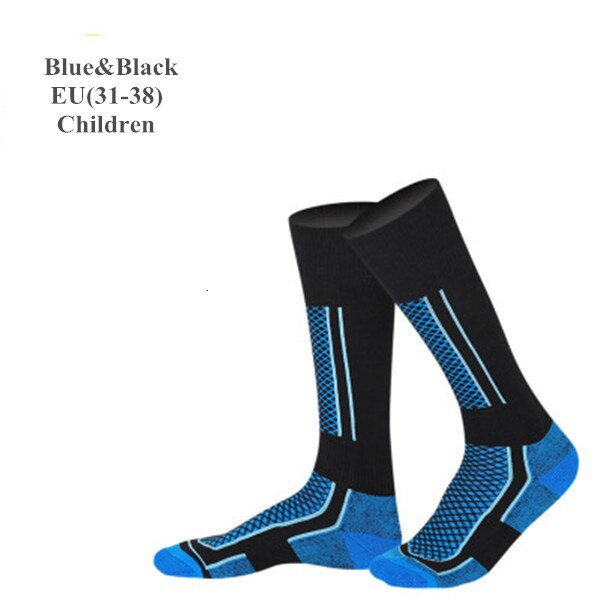 Calcetines térmicos de esquí para hombre y mujer, medias gruesas de algodón, cálidas, para ciclismo, Snowboard y senderismo, para invierno: Children Blue Black