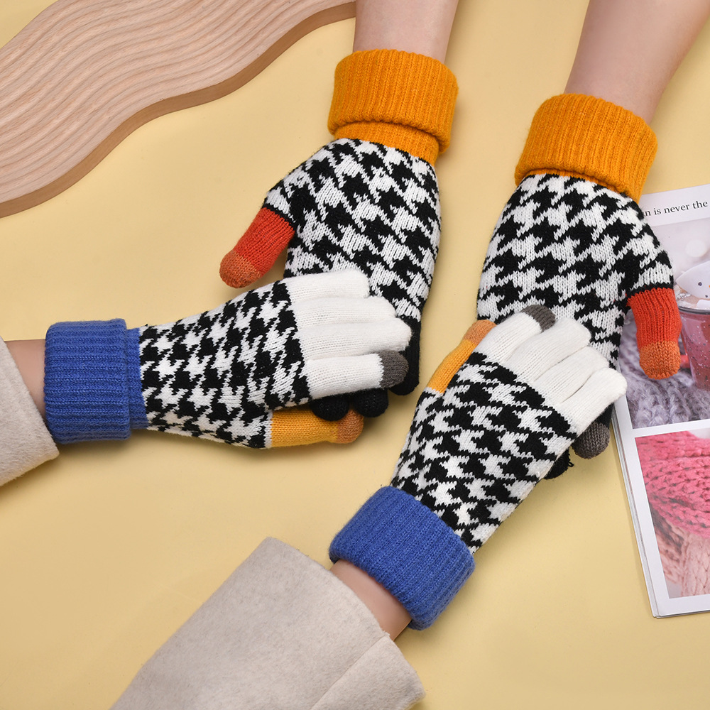 Frauen Herbst Winter Handschuhe Warme Hand Schutz Touchscreen Spleißen Dicke Handschuhe Einfarbig Einfache Lustige