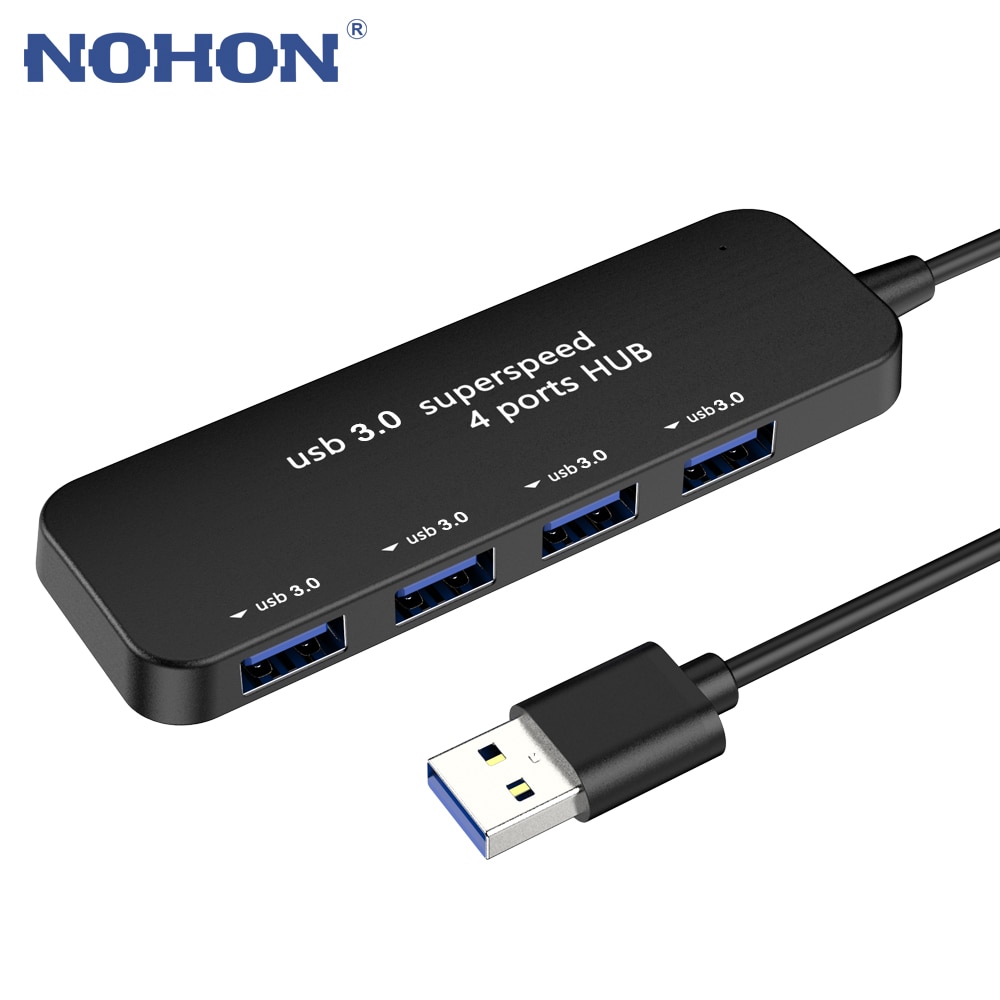 Concentrador de red de 4 puertos USB 3,0 ultradelgado, luz indicadora de alta velocidad, concentrador USB para multidispositivo, ordenador, portátil, ratón, teclado, disco U: Default Title