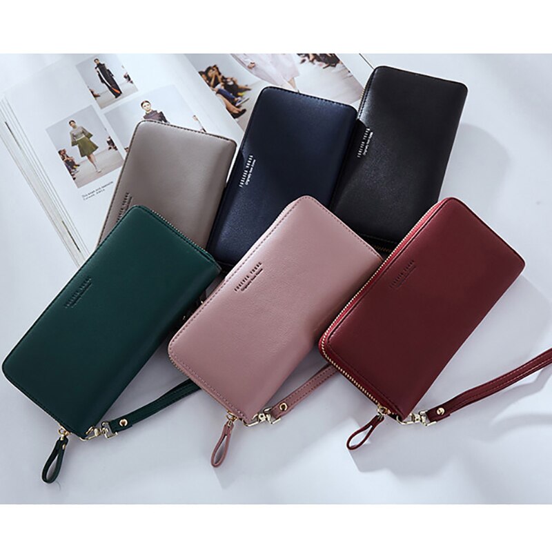 Wome pochette portefeuille grande capacité portefeuilles femme longue sac à main dame sacs à main téléphone poche porte-carte Carteras bracelet