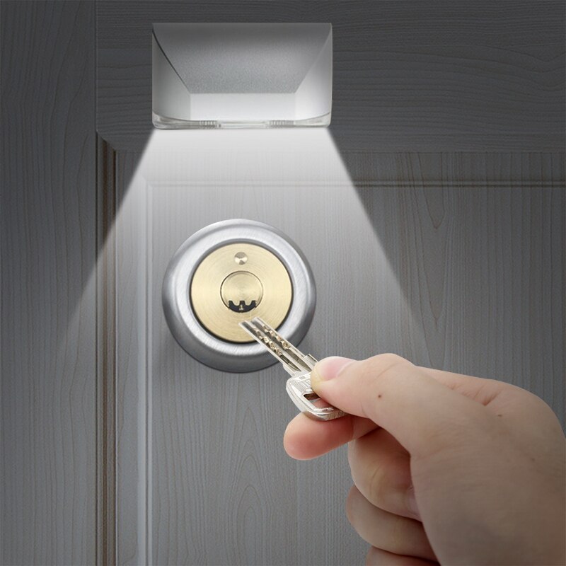 Lámpara de ojo de cerradura infrarrojo PIR móvil sin cables, cerradura para puerta con Sensor de luz para cocina, pasillo, escalera, almacén, lámpara nocturna plateada