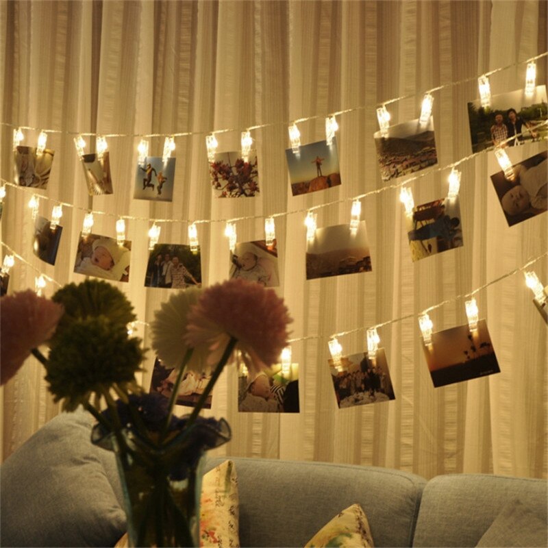 1.5M Led String Lights Kaart Foto Clip Houder Fairy Guirlande Lamp Voor Kerstmis Nieuwjaar Bruiloft Decoratie Batterij