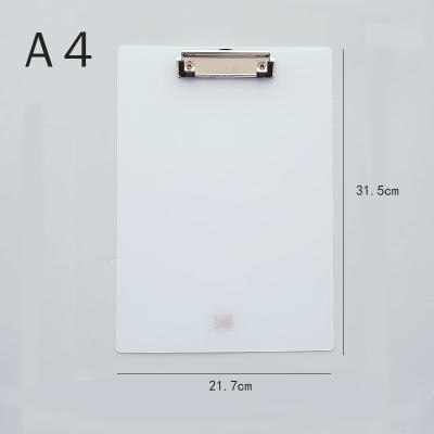 size board PP Writing plate hard board white pink blue backing board plate A4 Transparent Plastic File Folder: A4White