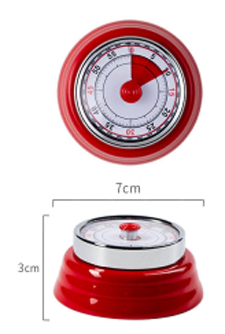 Mechanical Timer Bakery Cooking Shower Study Minutnik Set Time Reminder Countdown Alarm Clock with Magnet Fix Kitchen Supplies: Red B