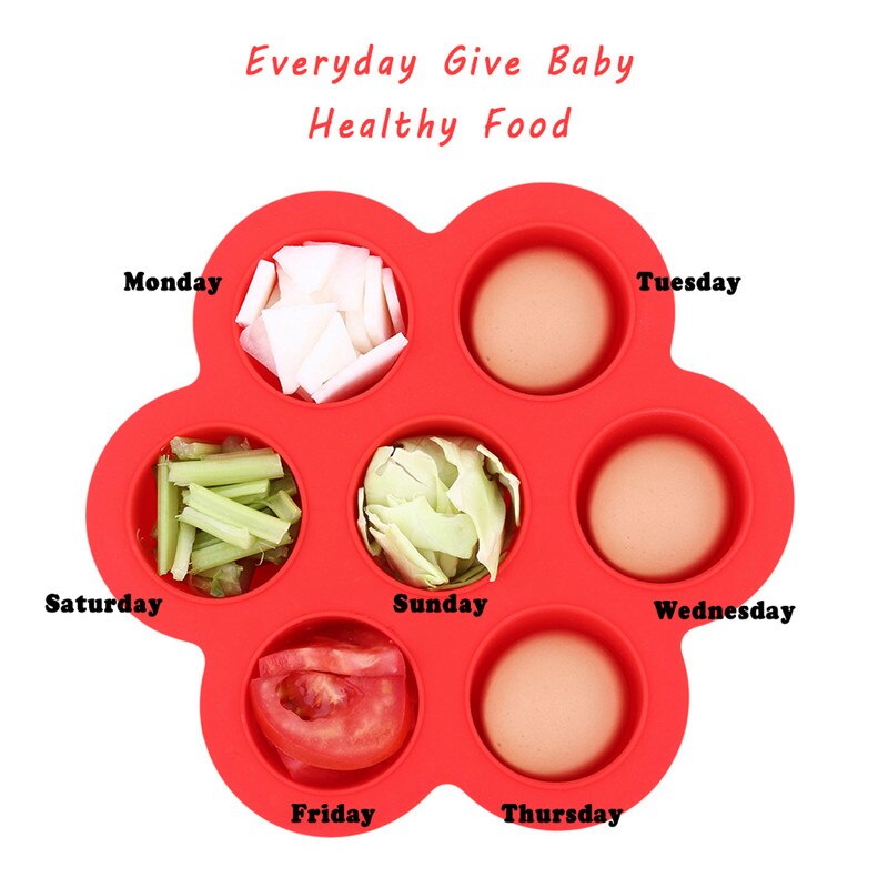 Baby Food Supplement Food Freezer Box Silicone Tray 7 Grid With Clip - On Lid Perfect Storage Container Kids Food Plate