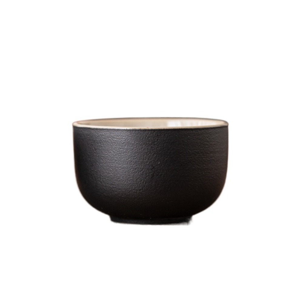 6PCS Drinkware Retro Tea Cup Black Heat-resistant Tea Bowl Luxury Handmade Single Cup Home: Orange