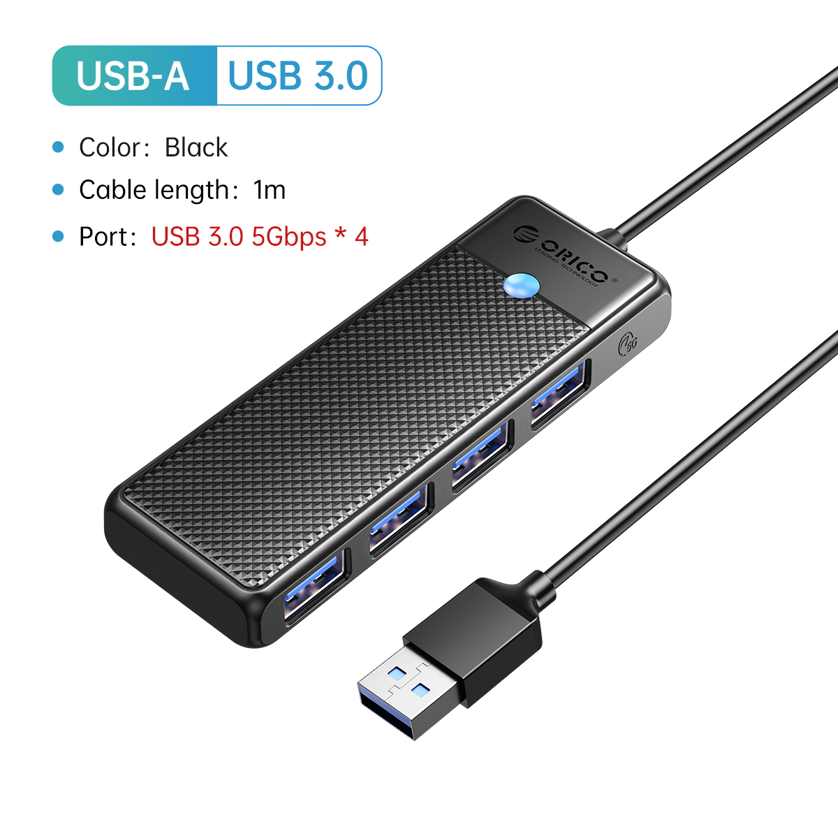 ORICO Concentrador tipo C concentrador USB 3.0 divisor de 4 puertos adaptador de concentrador USB base de expansión adaptador OTG ultrafino para PC accesorios de computadora