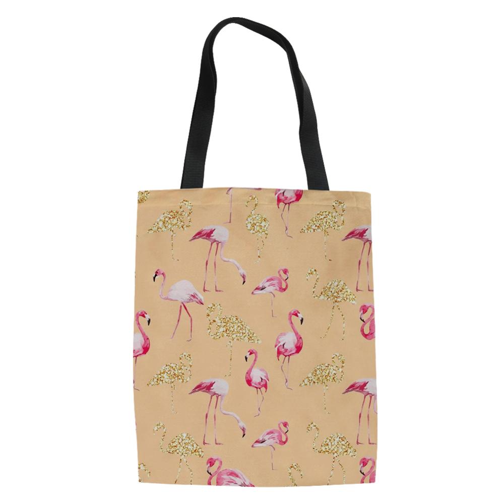 Haoyun dames linnen tassen cartoon flamingo prints patroon boodschappentas meisjes handtas katoenen dame coole canvas boodschappentassen