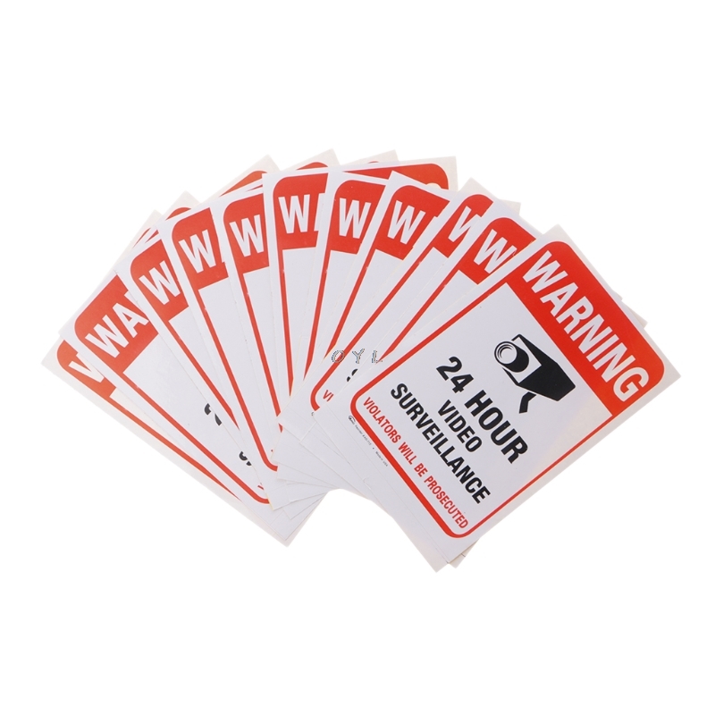 Pegatinas de seguridad para videovigilancia CCTV, señales de advertencia impermeables de PVC, 10 unids/lote