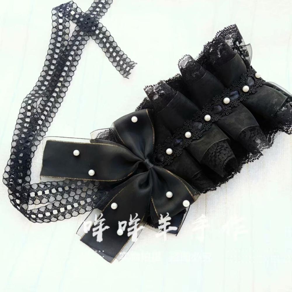 Lolita gótico encaje accesorios para el cabello lazo tocado Lolita gótico banda kc negro Lolita accesorios tocado pinza de pelo Hada