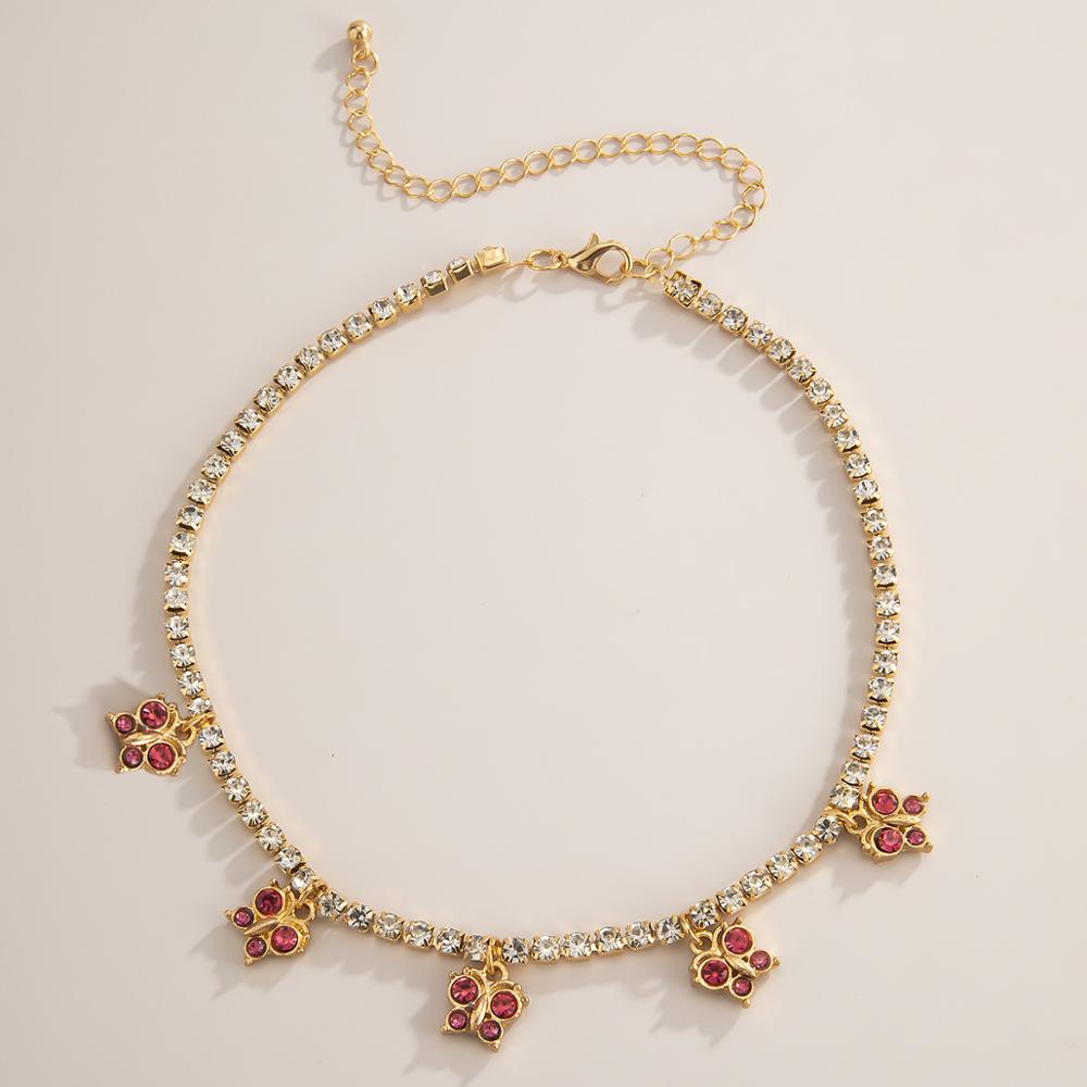 Collier pendentif cerise en cristal pour femmes, collier de Tennis pour femmes et filles, collier ras du cou cubain, bijoux hip hop, idée