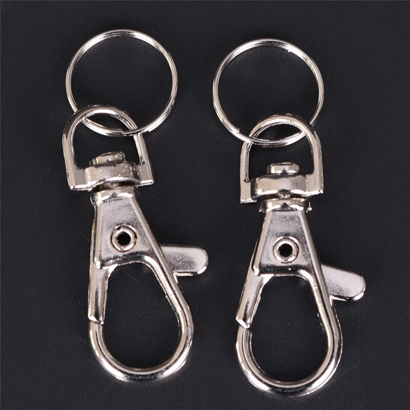 10 uds/Metal mosquetón pinza gatillo giratorio hebilla llavero Keyhooks anillo de retención DIY carabina