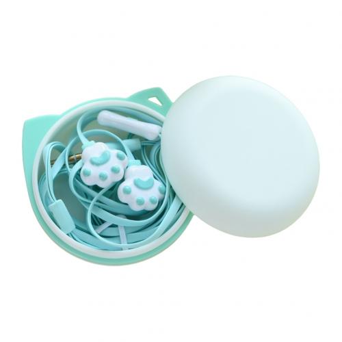 Cute Cat Claw Earphones 3.5mm Stereo in-ear Earbuds with Microphone for iPhone Samsung Xiaomi Girls Kids Child Student: Blue