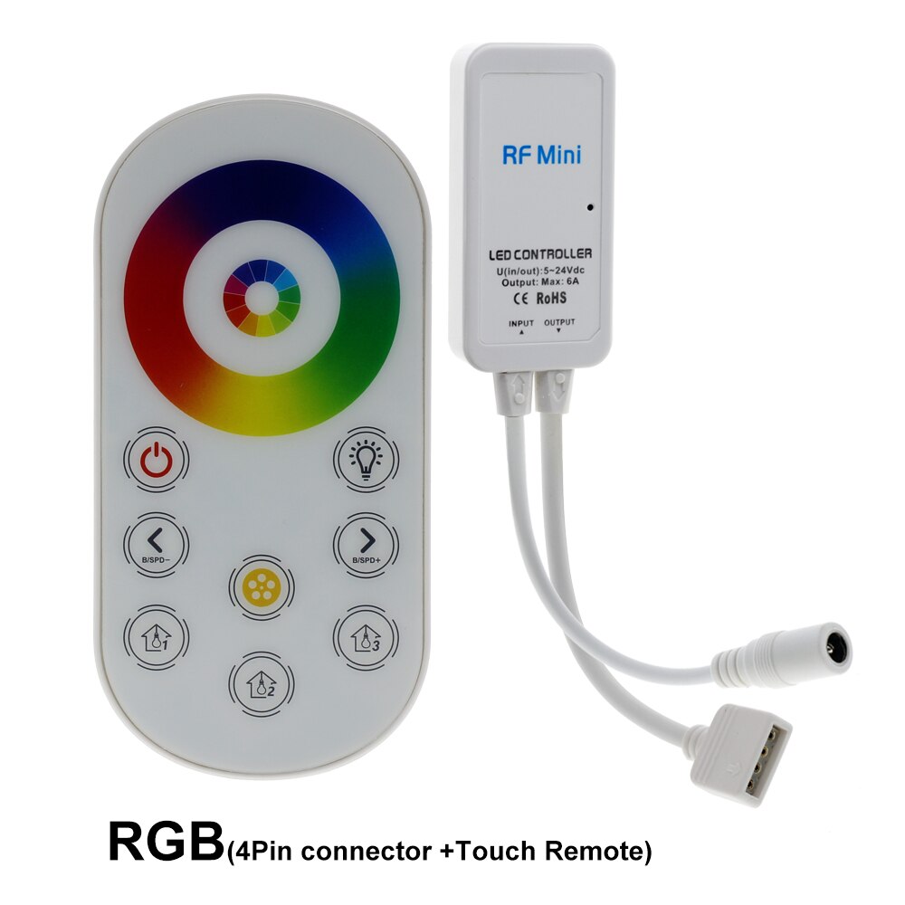 Mini LED RF Controller DC5V-24V Wireless Touch Button Remote Control for Single Color/ CCT/ RGB/ RGBW/ RBBWW/ RGB+CCT LED Strip: RGB