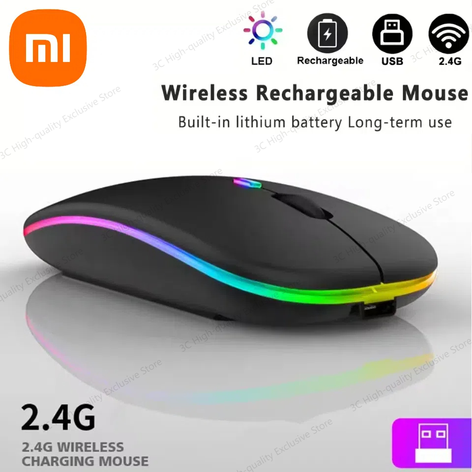 Xiaomi Bluetooth Mouse 1600dpi 2.4ghz Wireless Mouse Rechargeable Ergonomic Silent Mouse Rgb Backlight Usb For Laptop Pc Tablet