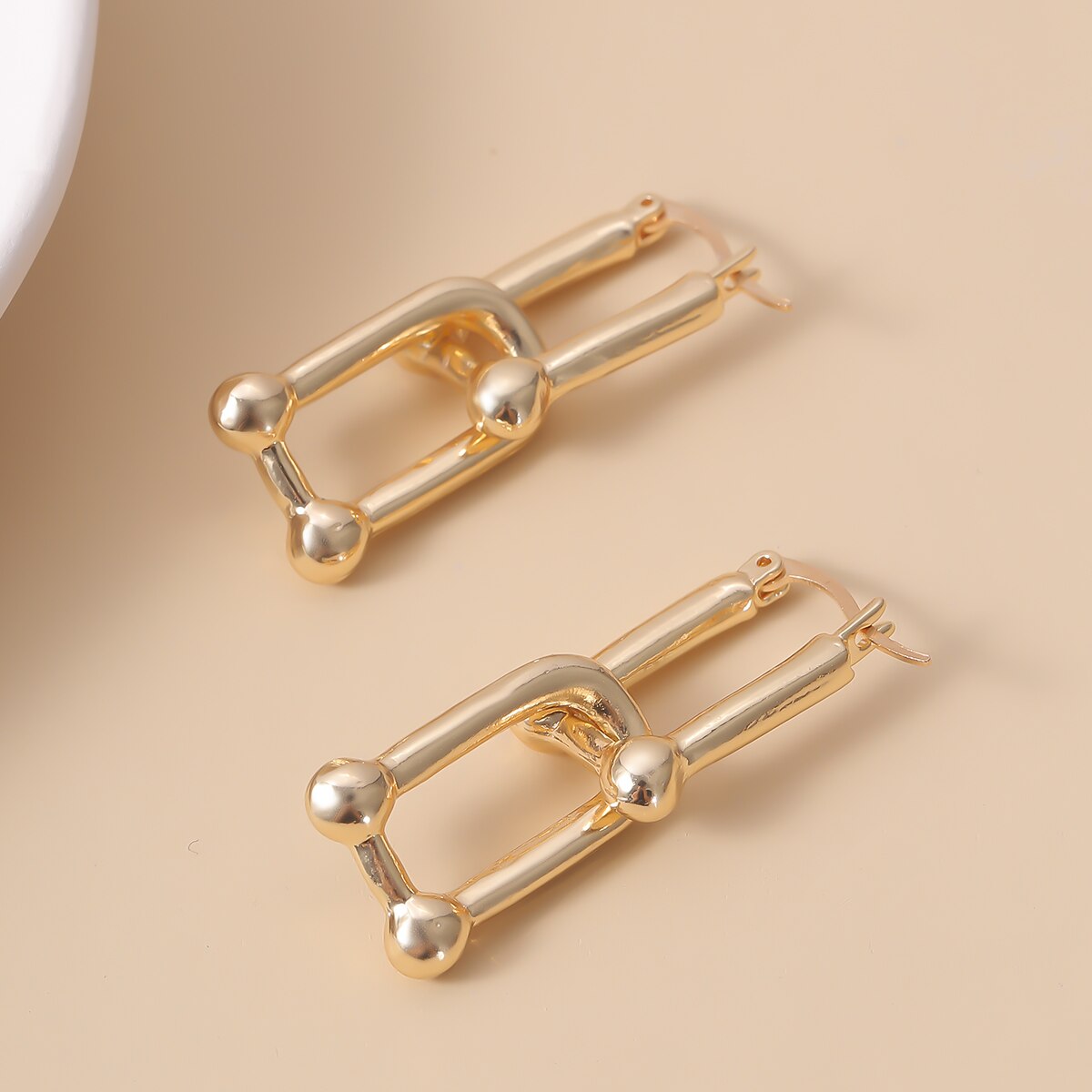 Ingemark Koreaanse Geometrische Lock Clip Oorbellen Vrouwen Verklaring Punk Kleine Gouden Kleur Piercing Clip Op Oorbellen Partij Sieraden