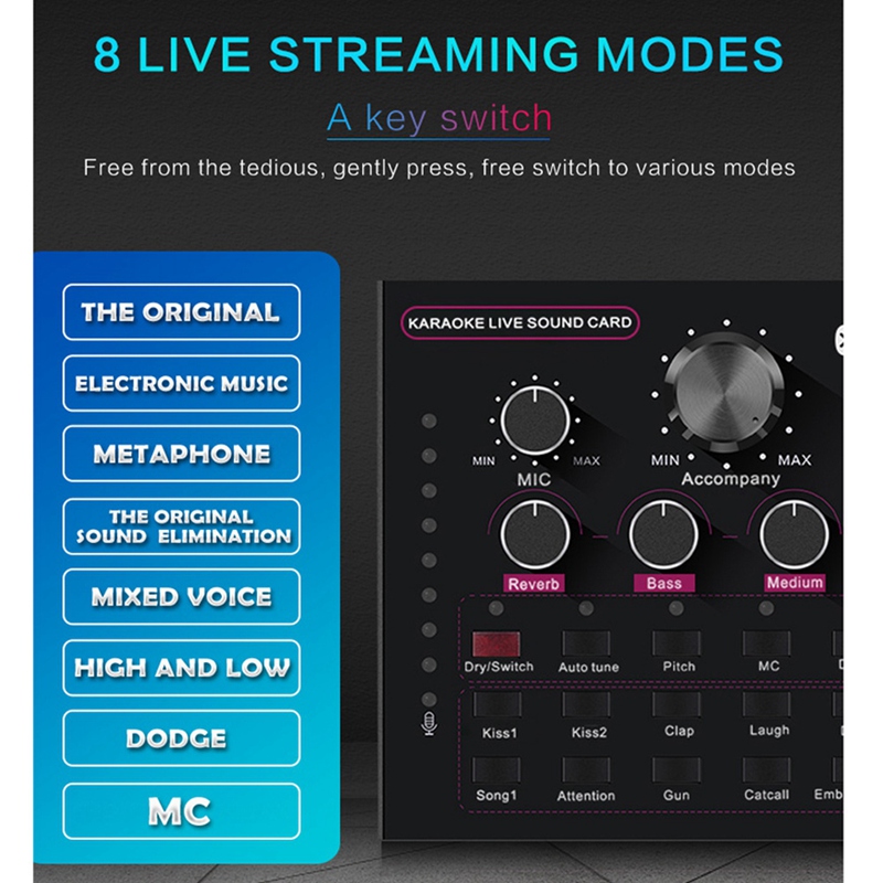 -Sound Card Audio External USB for Headset Microphone Live Broadcast for Audio Stereo Music Recording