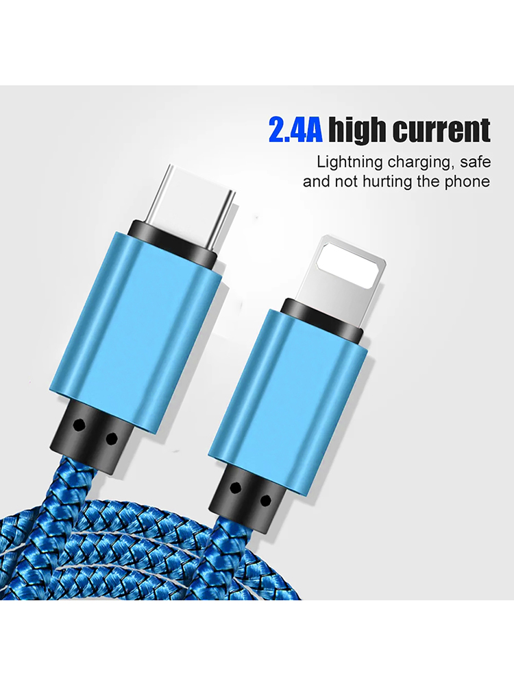 Câble tressé USB Type C vers Lightning, 20W PD, Charge rapide, pour Apple iPhone 14 13 12 11, cordon de données, accessoires de téléphone
