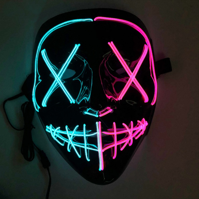 Halloween LED Masker Purge Maskers Verkiezing Mascara Kostuum DJ Party Light Up Maskers Glow In Dark 2 Kleur Splice Masker