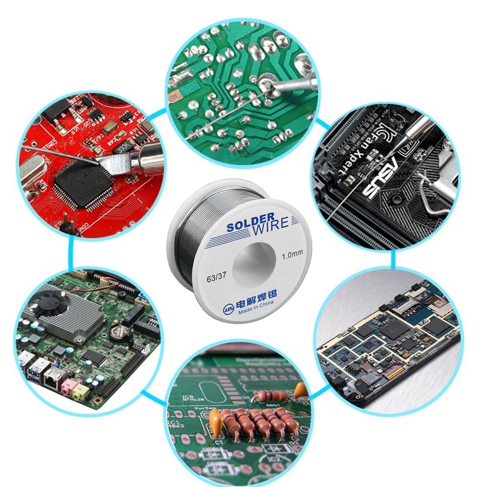 100g 0.8/1/1.2 63/37 FLUX 2.0% 45FT étain plomb fil d'étain électrique électronique fonte colophane noyau soudure fil à souder rouleau No-clean