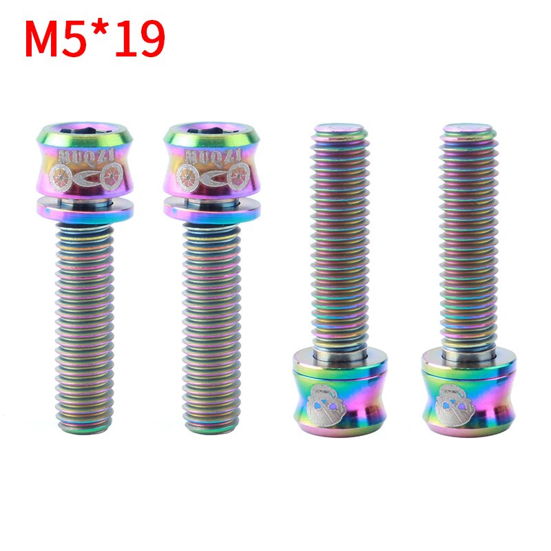 MUQZI Cykel Styr Møtrikker - M5x15/17/19mm Titanium Legering - 4 stk - MTB Racercykel: M5-19mm farver
