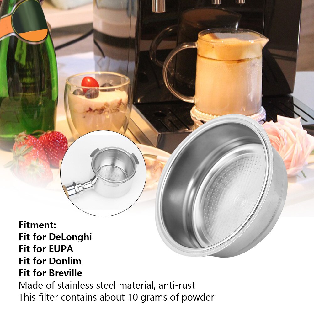 51mm enkellager rostfritt stål kaffemaskin filter sil skål passar för delonghi kaffemaskin tillbehör