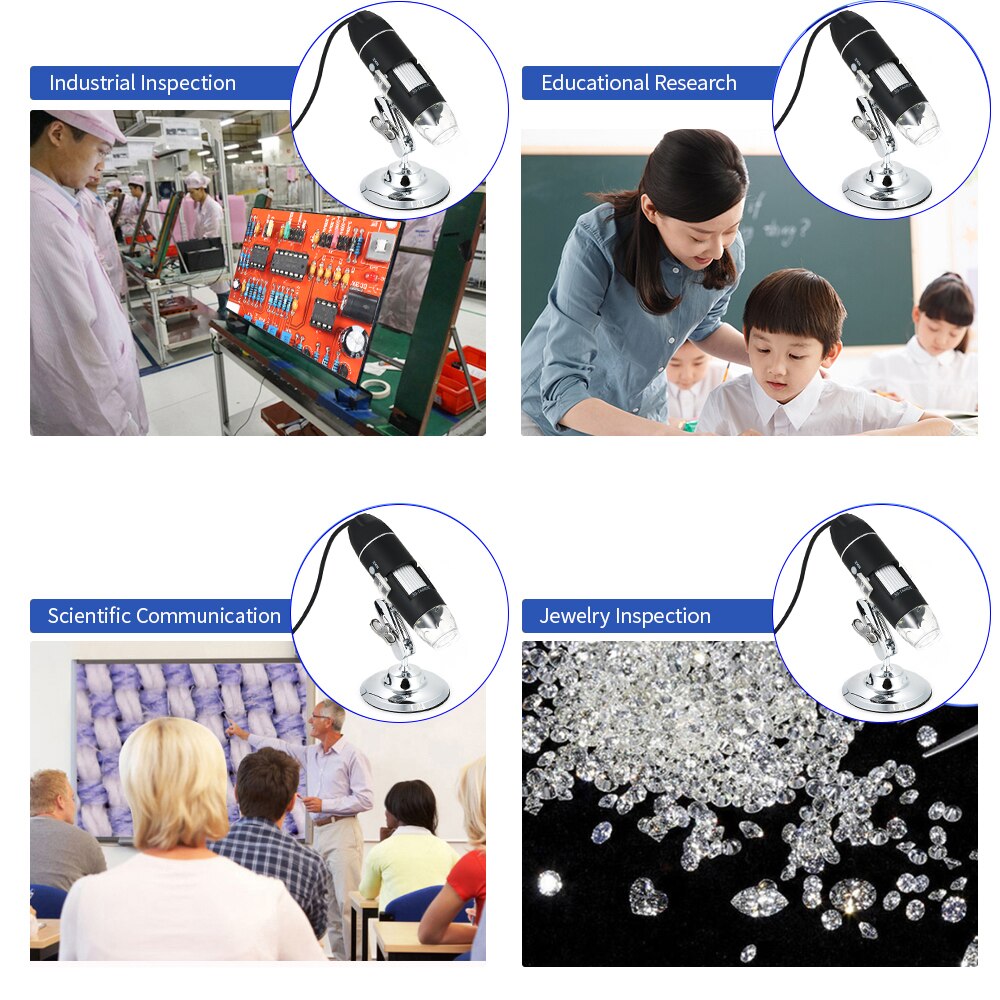 usb microscope Adjustable 1000X 1600X 8 LED Digital Microscope USB Magnifier Electronic Stereo USB Camera Endoscope with Stand