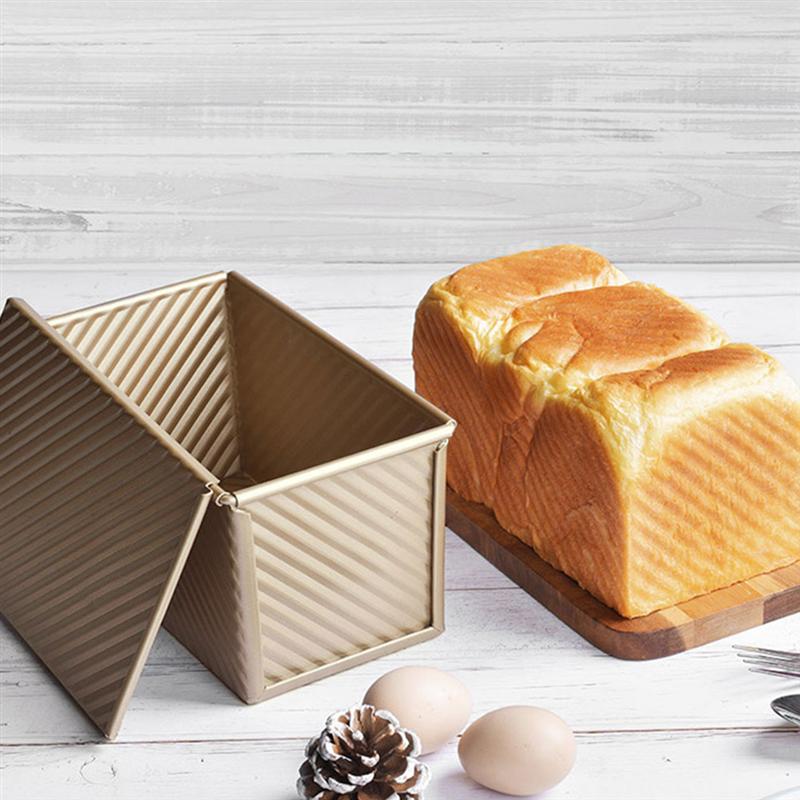 1Pc 450G Bakvormen Loaf Pan Met Cover Non Stick Golden Brood Toast Mold (Golden)