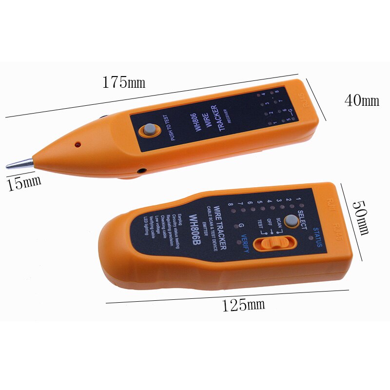 Rastreador de Cable de teléfono WH806B, probador de Cable de red para Cat5, Cat5E, Cat6, RJ45, RJ11, herramientas de prueba de búsqueda de línea eléctrica,