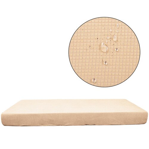 Niet waterdichte elastische bankhoes voor de woonkamer, waterdichte geruite bankhoes, strakke hoes voor thuis, effen kleur, hoes voor de bank: A-beige