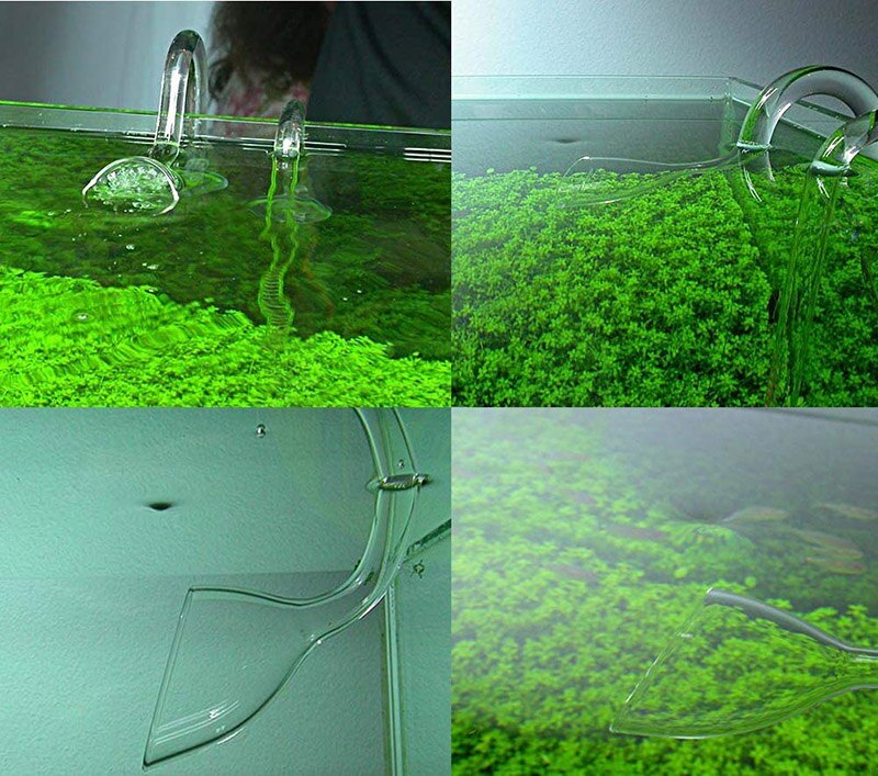 Aquarium Filter Pipes Clear Glass Lily Inflow Surface Skimmer Outflow Set In&Outflow For Filter System