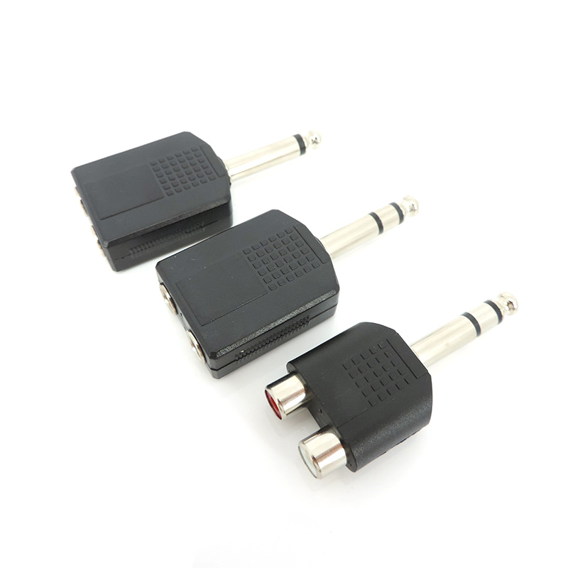 6,35mm 6,5mm 1/4 "Jack macho a 6,35 6,5 hembra RCA convertidor Y divisor conector de Audio adaptador de micrófono estéreo Mono auriculares
