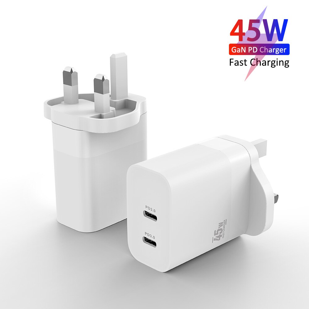 ILEPO-cargador doble USB tipo C para iPhone, dispositivo de carga rápida compatible con modelos 13, 12, 11 Max, Pro, XS, 8 Plus, iPad Pro Air, 45W, PD