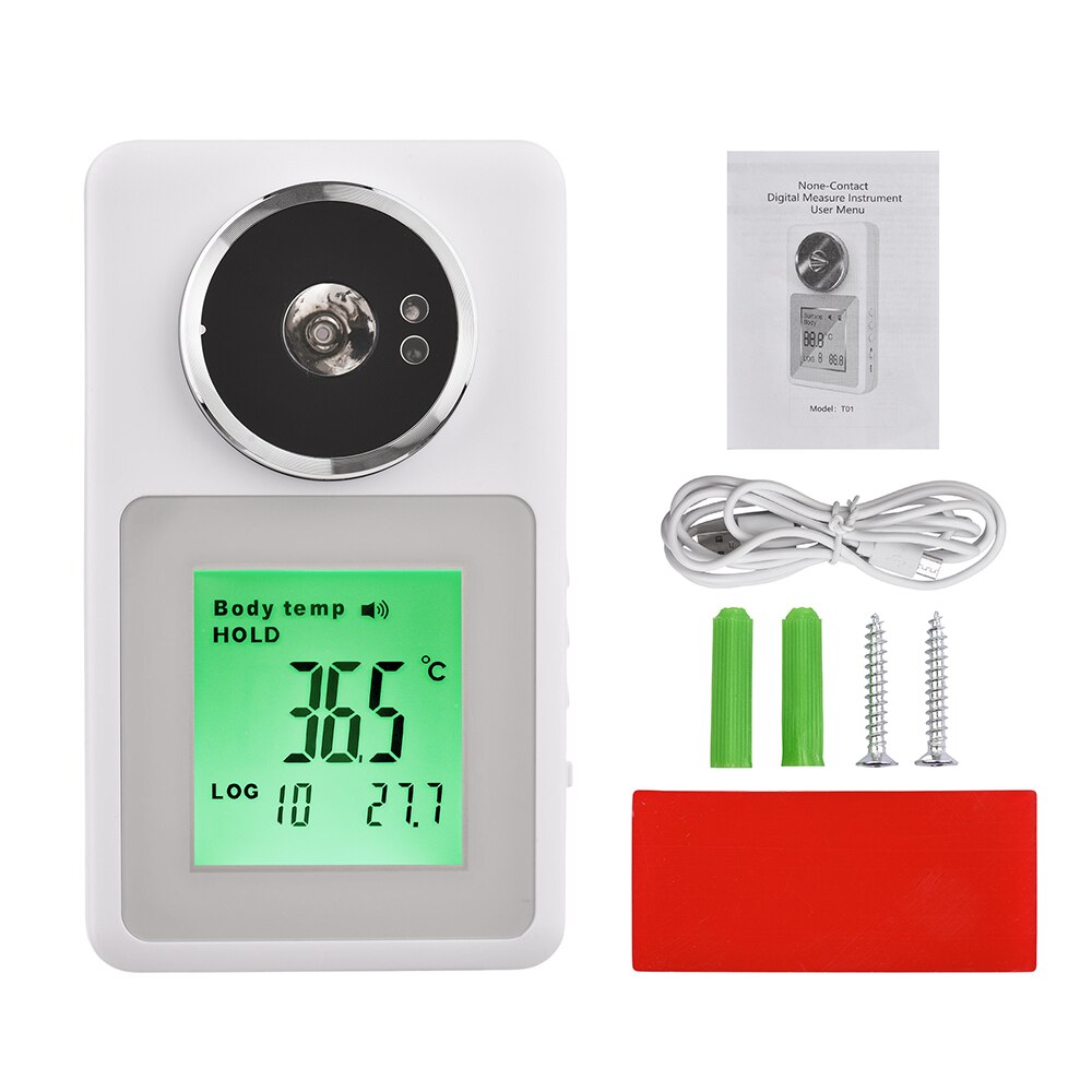 3.0-inch LCD Display Wall-mounted Infrared Thermometer IR Non-contact Digital Measuring Gauge Body Object High Temperature Alarm