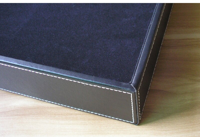 A4 læder træ kontorbord fil dokument bakke magasin papir boks beholder opbevaring organisator dokumenter bakke holder sort 225a