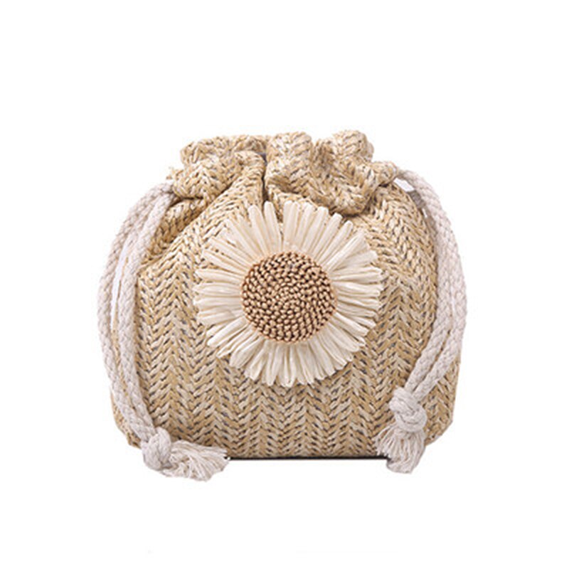 Rattan Woven Women Straw Bag Handbag Knit Summer Beach Woman Shoulder Messenger Khaki Beige Bags: khaki