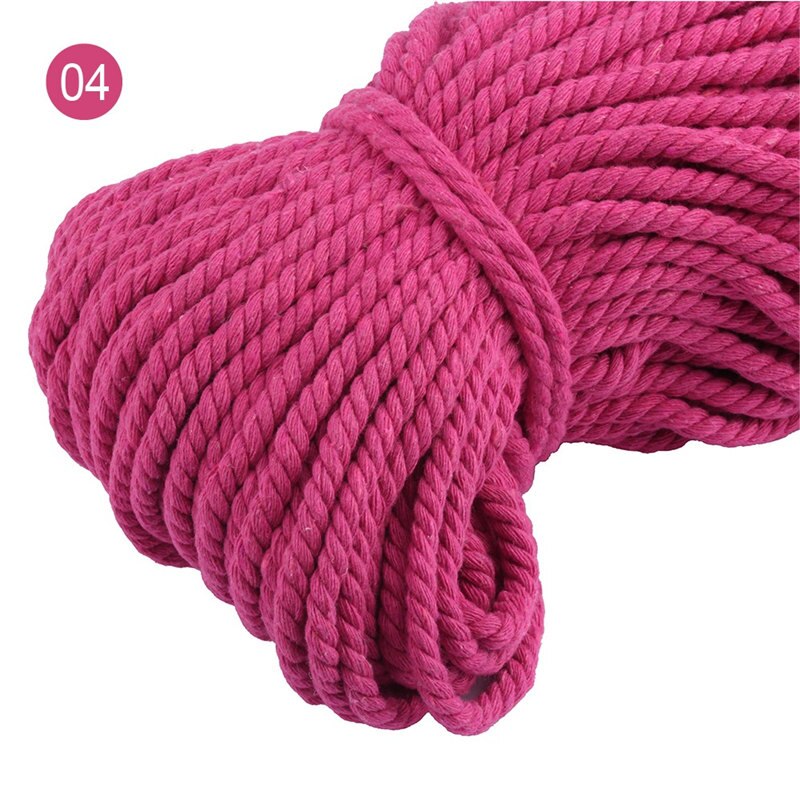 100% Katoen 3 Aandelen Twisted Katoenen Koorden 5Mm Diy Craft Decoratie Touw Katoenen Koord Voor Tas Trekkoord Riem 15 kleuren: color 04