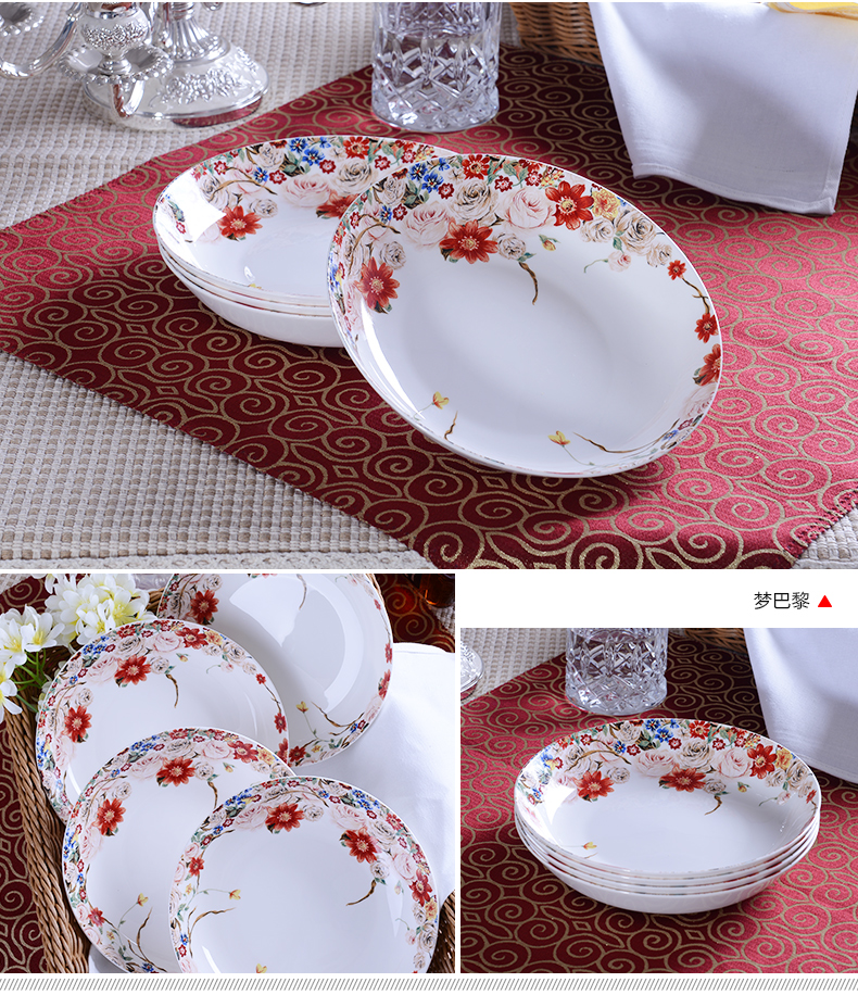 4pcs, 8inch, fine bone china serving plate dinnerware, ceramic dinner plates, porcelain buffet charger plate, pasta plate baking
