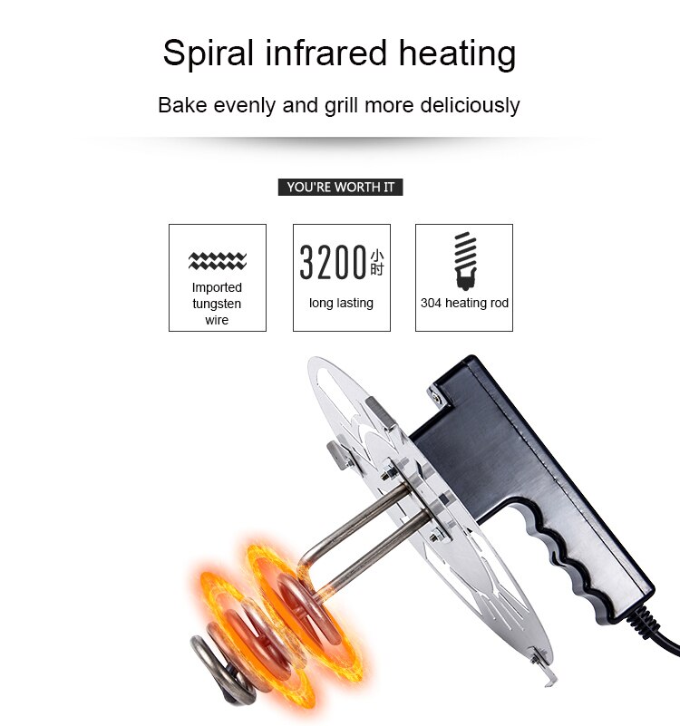 Household electric grill Vertical kebab grill smokeless rotisserie stainless steel electric BBQ barbecue machine 15-18 skewers