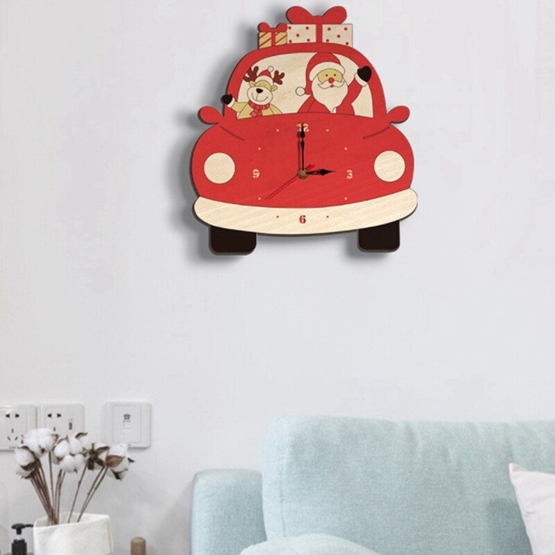 Cute Cartoon Acrylic Wall Clock Silent Christmas Santa Claus Elk Frameless Borderless Wall Clock Nice Home Hanging