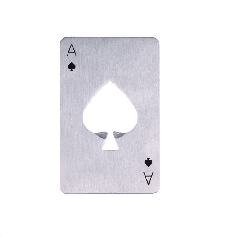 1 stk poker multiværktøj øl oplukker spillekort spar es poker flaske rustfri stjæle åbner værktøj multifunktion lomme pung