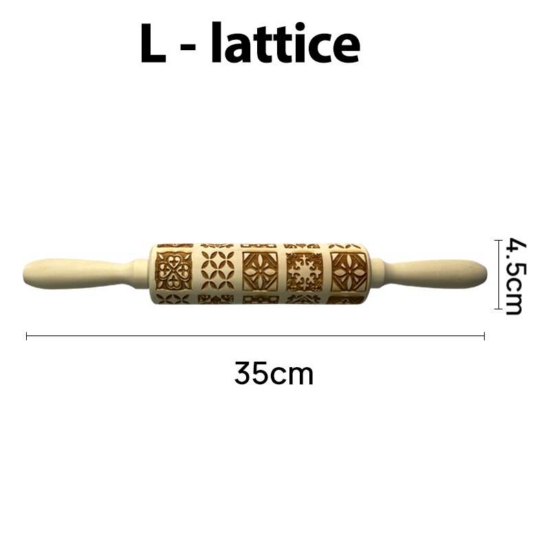 Christmas Embossing Rolling Pins With Patterns Wooden Roller Baking Embossed Cookies kitchen tools elk Snowflak: F-lattice
