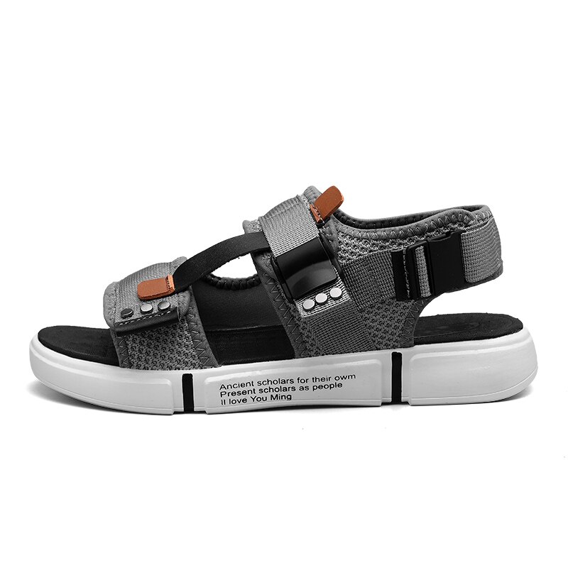 de casual sandles slip sandale homens gladiator homme sandals hollow for praia in sport slippers big luxury shoes dress sandal: gray / 43