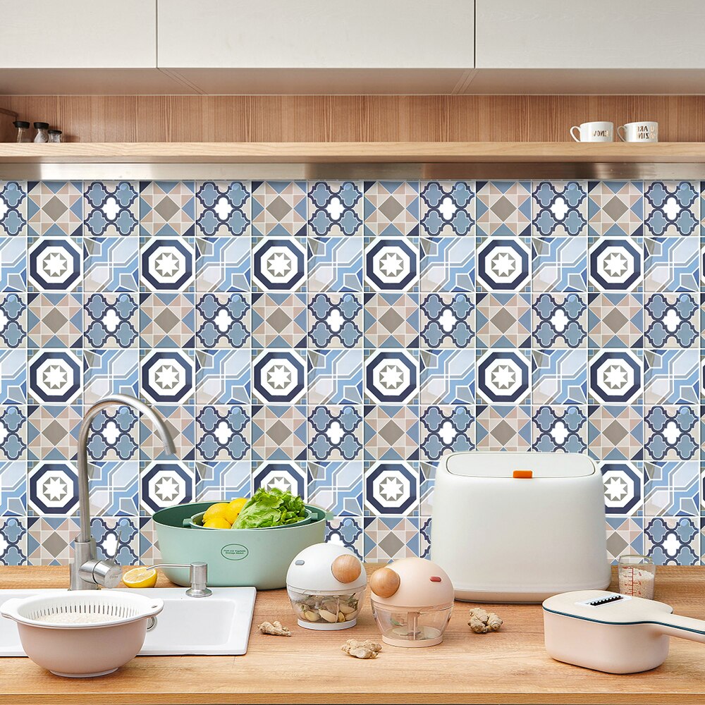 Self Adhesive Wallpaper Peel And Stick Backsplash Heatproof Mosaic Vinyl Stickers Tiles for Kitchen - 1 Sheet